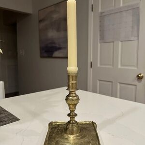 Virginia Metalcrafters Williamsburg Footed Base Solid Brass Candlestick Stamped